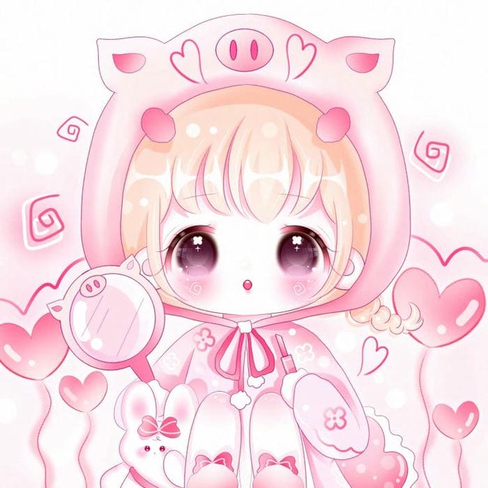 Tổng hợp 89+ hình nền heo chibi hồng cute siêu dễ thương 1 Ảnh anime chibi heo hồng đáng yêu