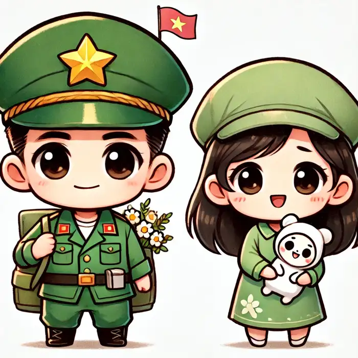 Bộ sưu tập 100+ ảnh chú bộ đội chibi dễ thương nhất 1 Ảnh bộ đội chibi cùng hậu phương siêu dễ thương