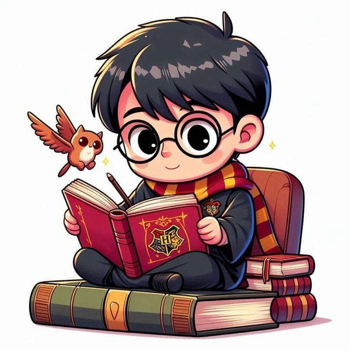 Bộ sưu tập 987+ hình ảnh Harry Potter chibi cute đẹp nhất 4 Ảnh chibi Harry Potter ngồi đọc sách