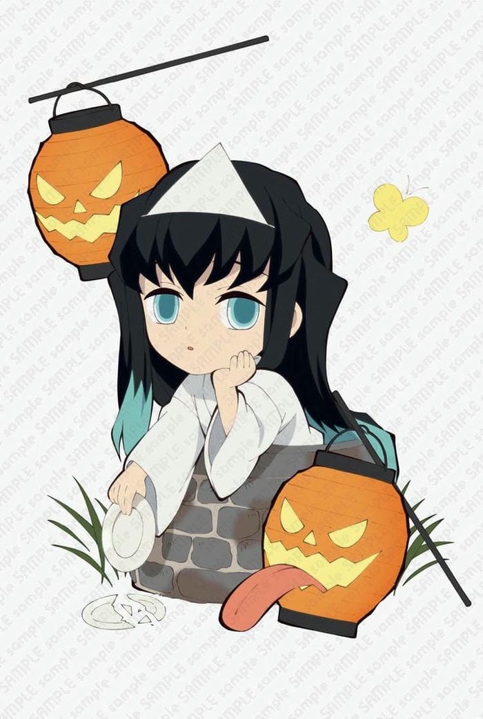 Muichirou Chibi: Khi Lạnh Lùng Cũng Có Thể Khiến Tim Tan Chảy 7 Ảnh chibi Muichirou cùng đèn halloween đáng yêu