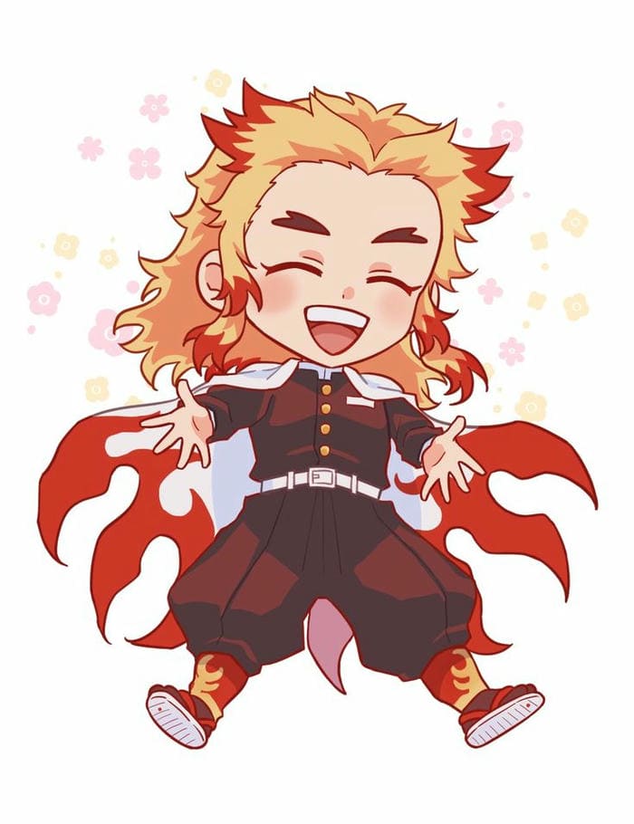 Rengoku Chibi – Dễ Thương Như Cái Cách Anh Ăn Đồ Nướng 1 Ảnh chibi Rengoku biểu cảm tươi cười đáng yêu