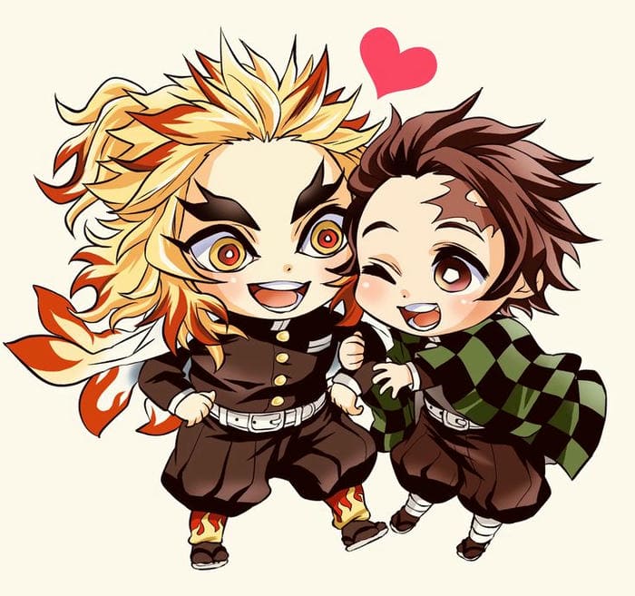 Rengoku Chibi – Dễ Thương Như Cái Cách Anh Ăn Đồ Nướng 2 Ảnh chibi Rengoku và Tanjiro siêu đáng yêu