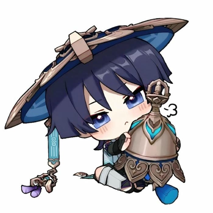 Ảnh Wanderer Chibi Cute Genshin Impact Dễ Thương Nhất 2025 1 Ảnh chibi Wanderer biểu cảm ngại ngùng đáng yêu