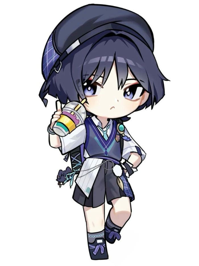 Ảnh Wanderer Chibi Cute Genshin Impact Dễ Thương Nhất 2025 8 Ảnh chibi Wanderer trang phục cool ngầu
