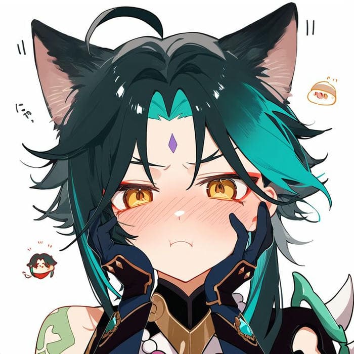 Ảnh chibi Xiao biểu cảm ngại ngùng siêu đáng yêu