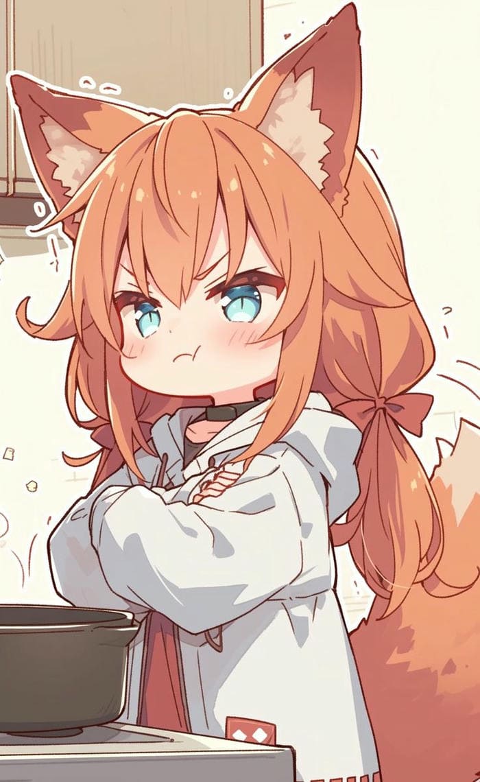 Ảnh chibi anime cáo biểu cảm tức giận siêu đáng yêu