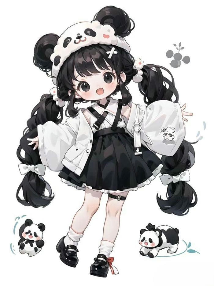 99+ Ảnh Bé Gái Chibi Cực Cute – Hình Nền & Avatar Ngọt Ngào Dễ Thương 7 Ảnh chibi bé gái đội mũ gấu trúc dễ thương
