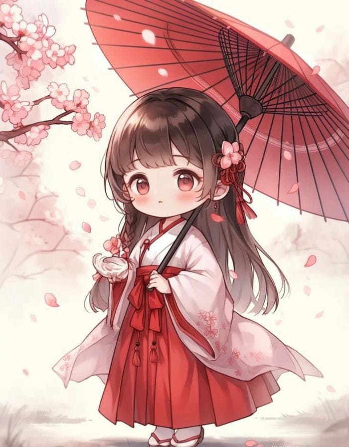 99+ Ảnh Bé Gái Chibi Cực Cute – Hình Nền & Avatar Ngọt Ngào Dễ Thương 6 Ảnh chibi bé gái mặc trang phục truyền thống