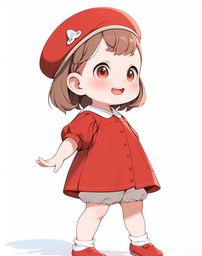 99+ Ảnh Bé Gái Chibi Cực Cute – Hình Nền & Avatar Ngọt Ngào Dễ Thương 11 Ảnh chibi bé gái tóc ngắn mặc váy đỏ nổi bật