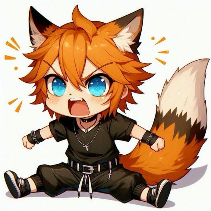Ảnh chibi cáo nhỏ anime biểu cảm tức giận siêu dễ thương