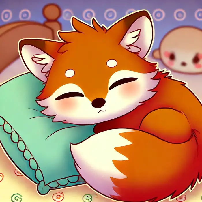 Ảnh chibi cáo nhỏ nằm ngủ