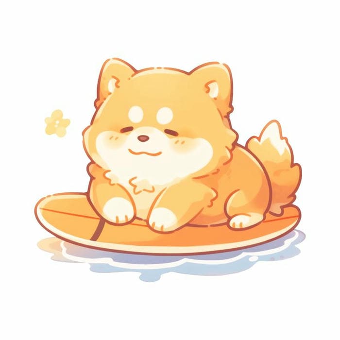 99+ Hình Nền Chó Chibi Cute – Tải Miễn Phí Chất Lượng Cao 8 Ảnh chibi chó Shiba nằm trên ván lướt sóng