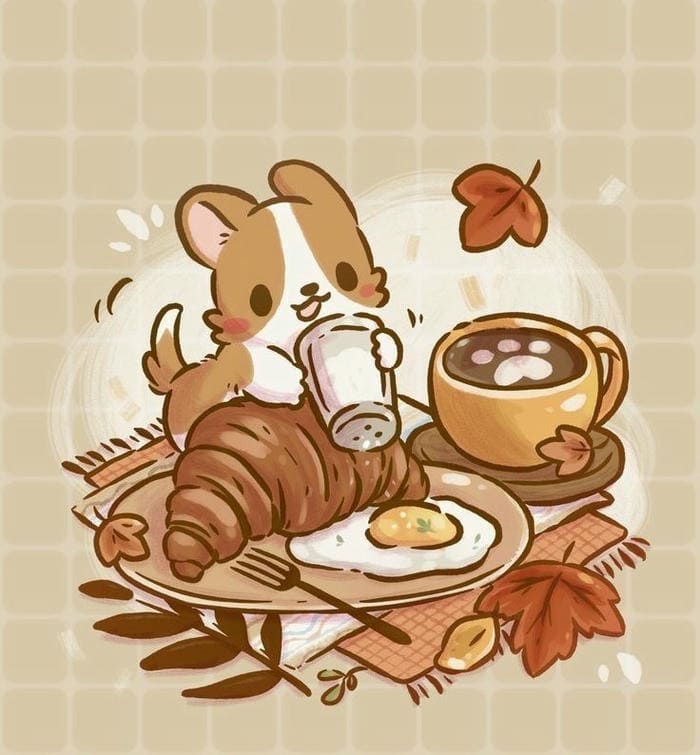 99+ Hình Nền Chó Chibi Cute – Tải Miễn Phí Chất Lượng Cao 1 Ảnh chibi chó con đi picnic dễ thương