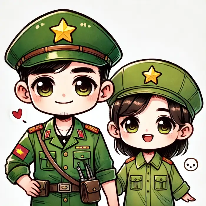 Bộ sưu tập 100+ ảnh chú bộ đội chibi dễ thương nhất 2 Ảnh chibi chú bộ đội biên phòng cùng hậu phương