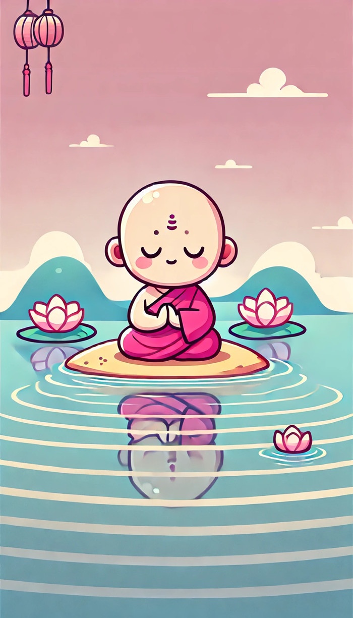 Gặp Lại Tuổi Thơ Qua 99+ Hình Ảnh Chú Tiểu Chibi Dễ Thương 3 Ảnh chibi chú tiểu ngồi thiền đẹp