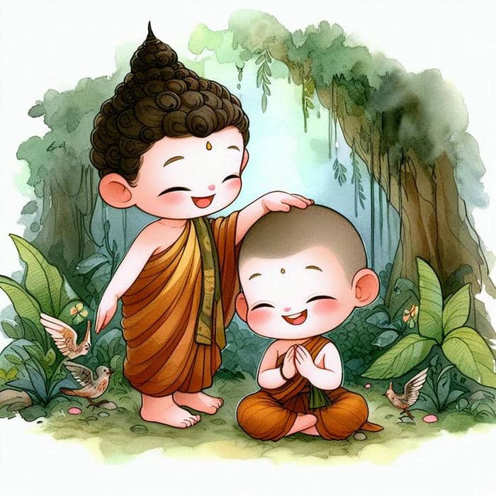 Phật chibi: Kết hợp giữa dễ thương và an yên trong từng đường nét 3 Ảnh chibi hình phật cute