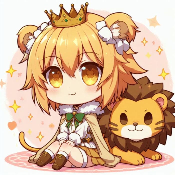 Ảnh chibi sư tử con cùng nữ anime