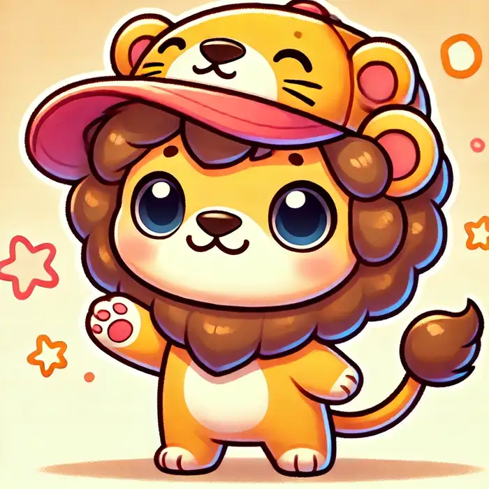 Ảnh chibi sư tử đội mũ siêu dễ thương