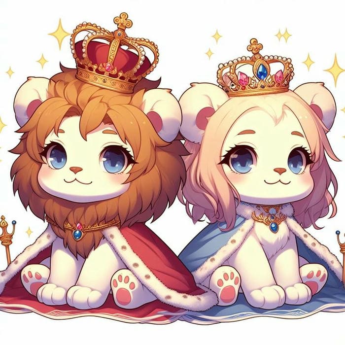 Ảnh chibi sư tử đội vương miện siêu đáng yêu