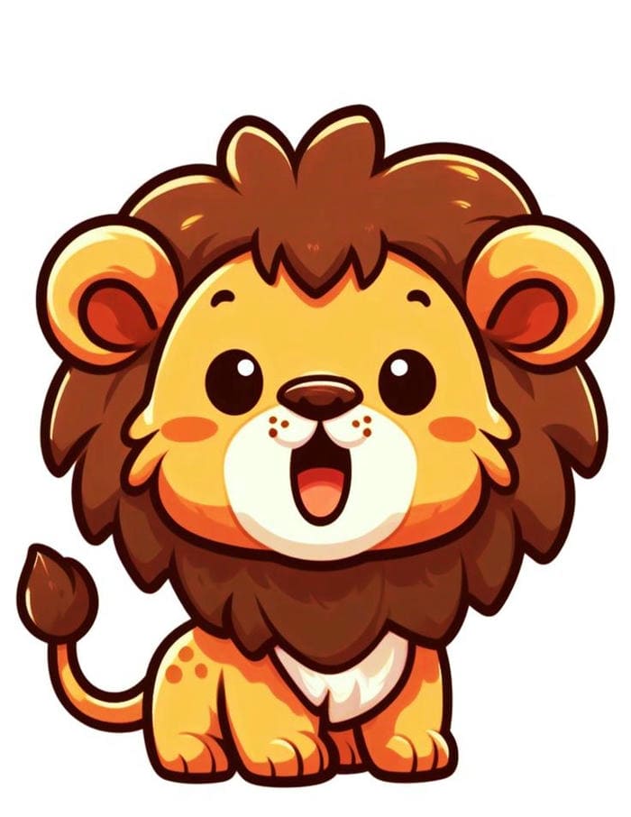 Ảnh chibi sư tử đơn giản đáng yêu