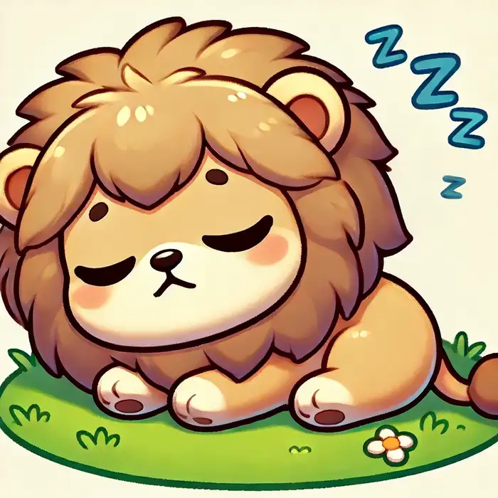 Ảnh chibi sư tử nằm ngủ siêu cute