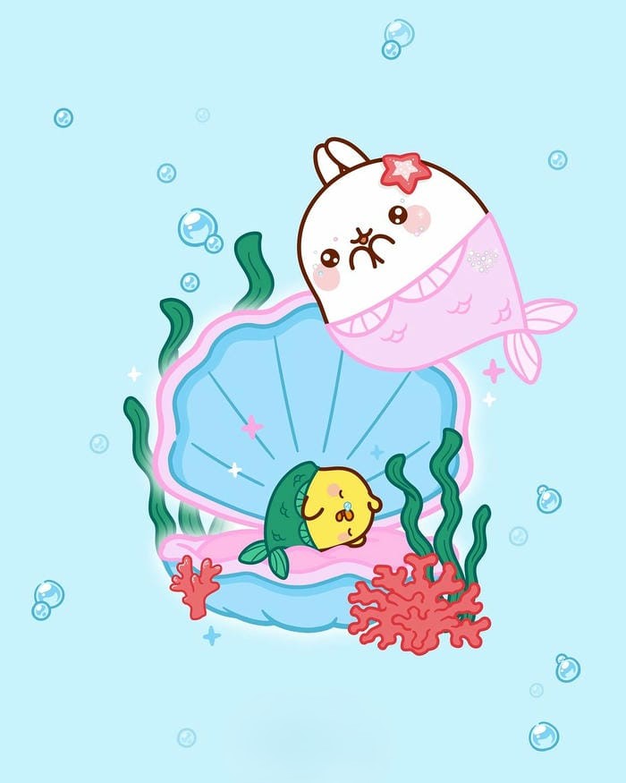 Tổng hợp 299 ảnh thỏ chibi cute, tải miễn phí cho điện thoại 4 Ảnh chibi thỏ Molang tiên cá dễ thương