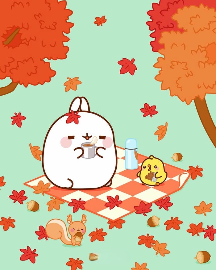Tổng hợp 299 ảnh thỏ chibi cute, tải miễn phí cho điện thoại 5 Ảnh chibi thỏ trắng đi picnic