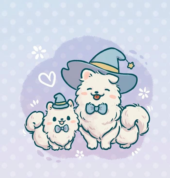 99+ Hình Nền Chó Chibi Cute – Tải Miễn Phí Chất Lượng Cao 9 Ảnh chó con chibi đội mũ phù thủy dễ thương