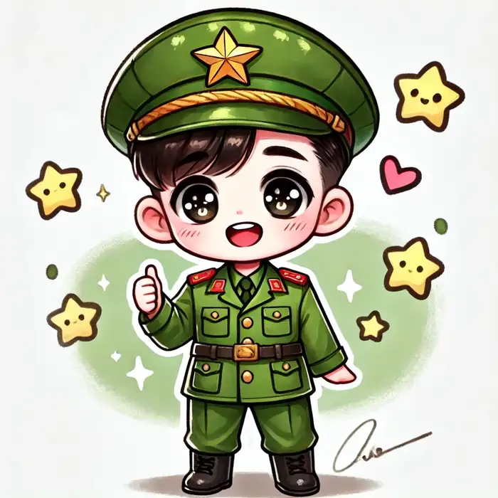 Bộ sưu tập 100+ ảnh chú bộ đội chibi dễ thương nhất 11 Ảnh chú bộ đội chibi tươi cười dễ thương