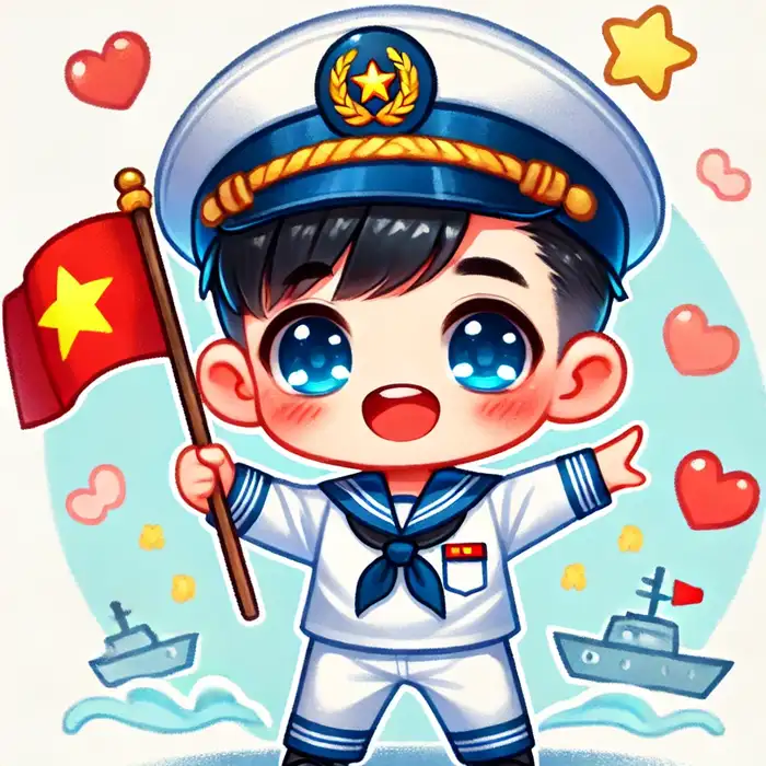Bộ sưu tập 100+ ảnh chú bộ đội chibi dễ thương nhất 12 Ảnh chú bộ đội hải quân cầm cờ đơn giản, dễ thương