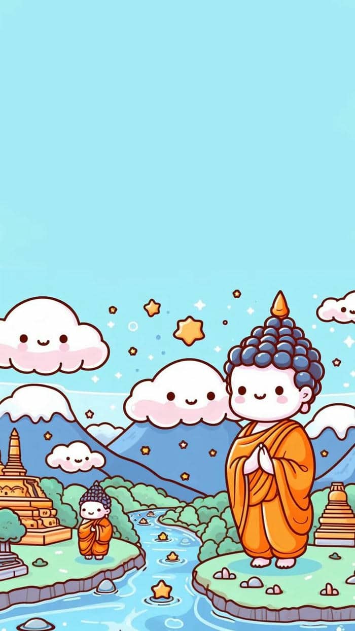 Phật chibi: Kết hợp giữa dễ thương và an yên trong từng đường nét 9 Ảnh hình nền chibi phật