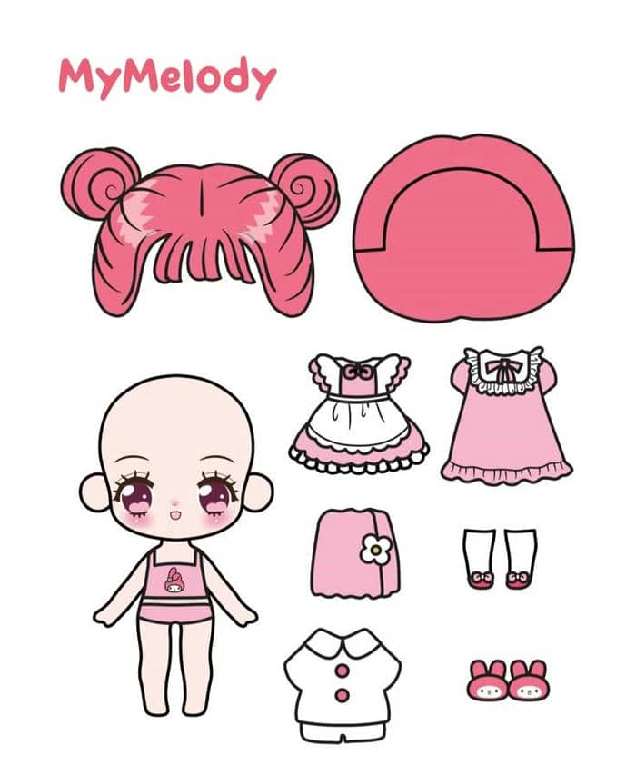 Paper doll chibi – Búp bê giấy dễ thương cho bé và người mê sáng tạo 9 Ảnh hình paper doll búp bê giấy đáng yêu