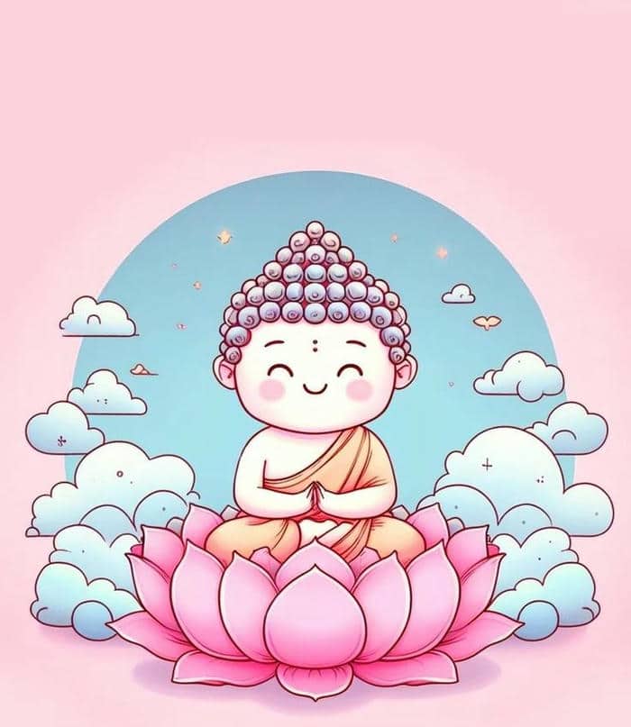 Ảnh hình phật chibi ngồi trên hoa sen