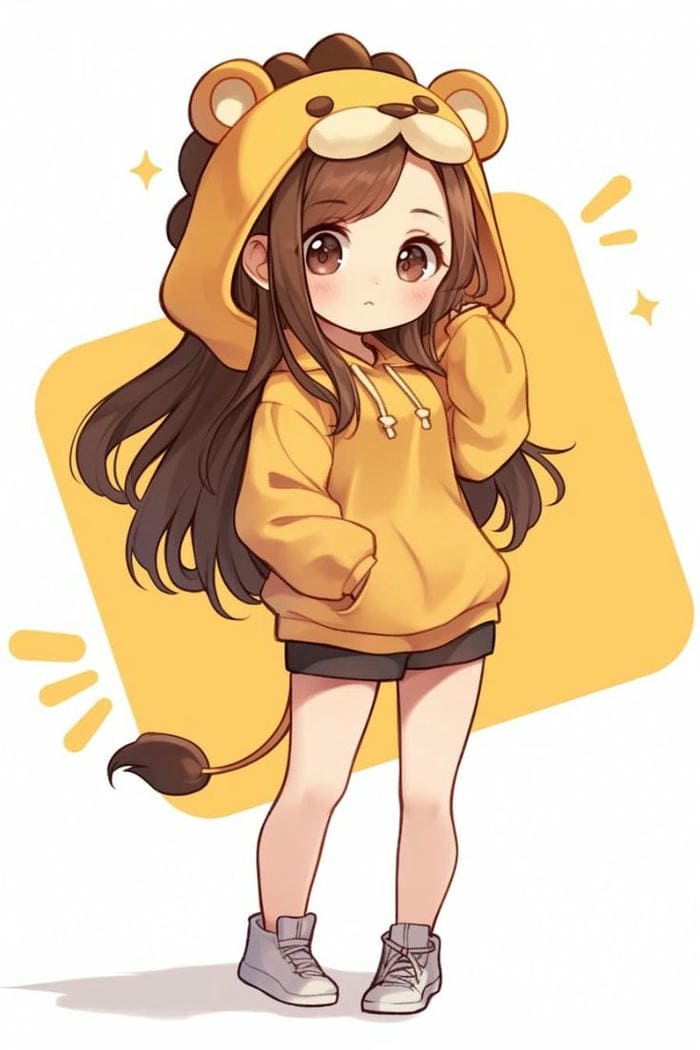 Ảnh nữ anime chibi trang phục sư tử siêu dễ thương