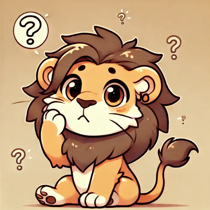 Ảnh sư tử chibi biểu cảm thắc mắc