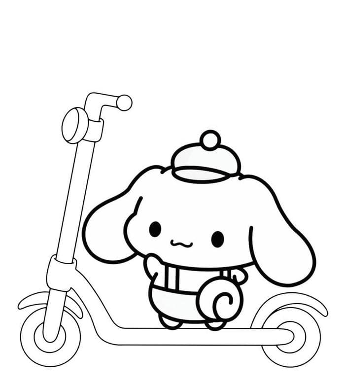 Bộ sưu tập 99+ tranh tô màu Cinnamoroll cute cho bé 1 Ảnh tô màu Cinnamoroll đi xe
