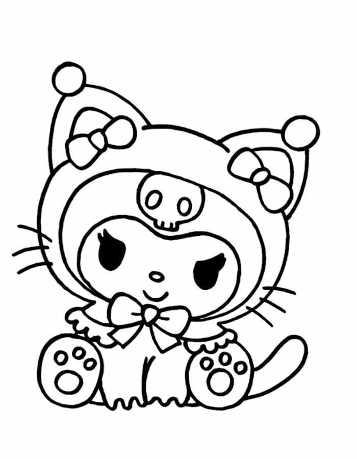 99+ Hình ảnh tranh tô màu Kuromi và Melody cute cho bé 8 Ảnh tranh tô màu Kuromi hóa trang mèo Kitty đáng yêu cho bé