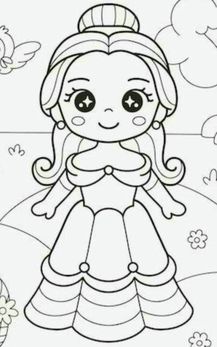 99+ Tranh tô màu búp bê giấy chibi cute dễ thương 1 Ảnh tranh tô màu búp bê công chúa Bella
