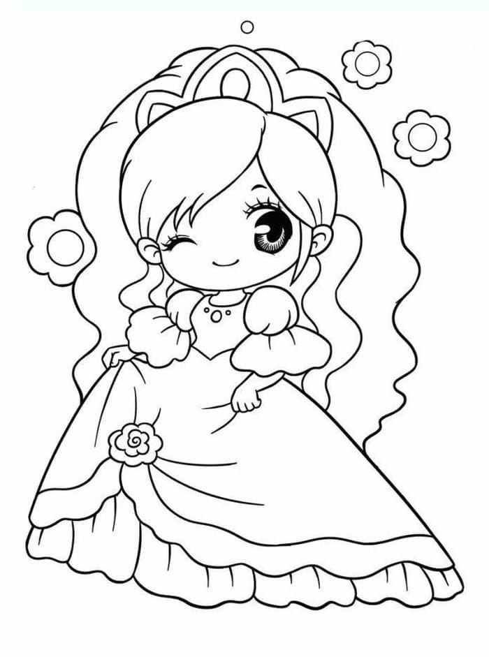 99+ Tranh tô màu búp bê giấy chibi cute dễ thương 2 Ảnh tranh tô màu búp bê công chúa