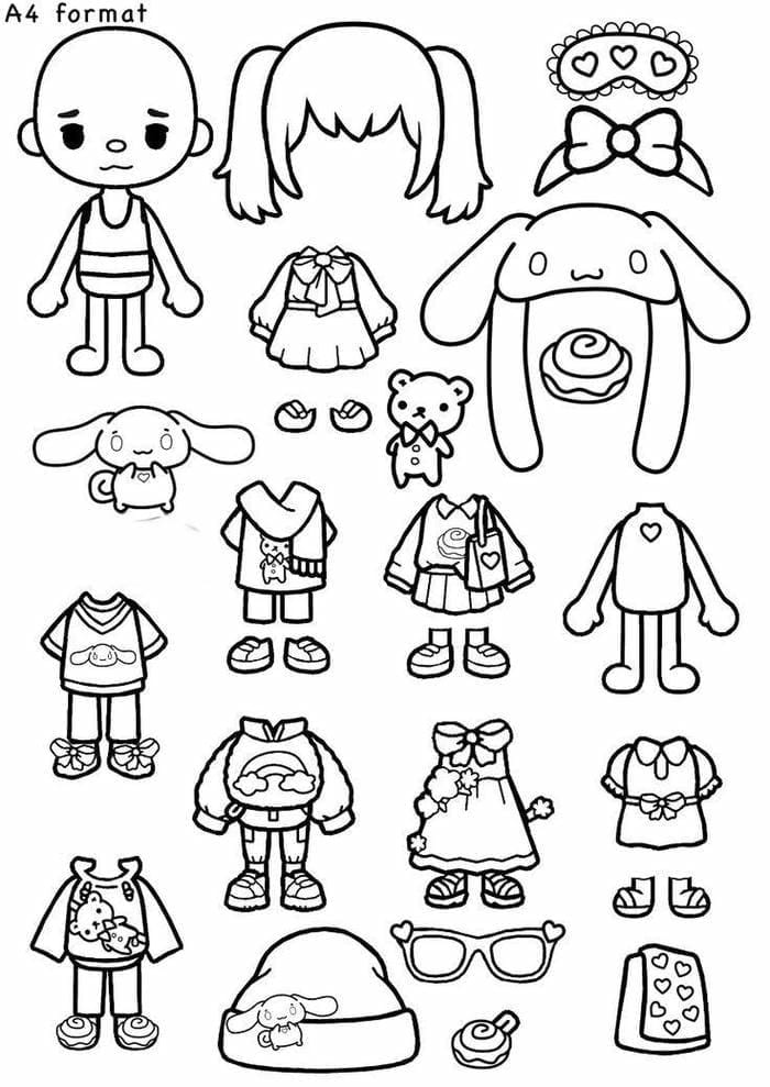 99+ Tranh tô màu búp bê giấy chibi cute dễ thương 7 Ảnh tranh tô màu búp bê giấy Tocaboca
