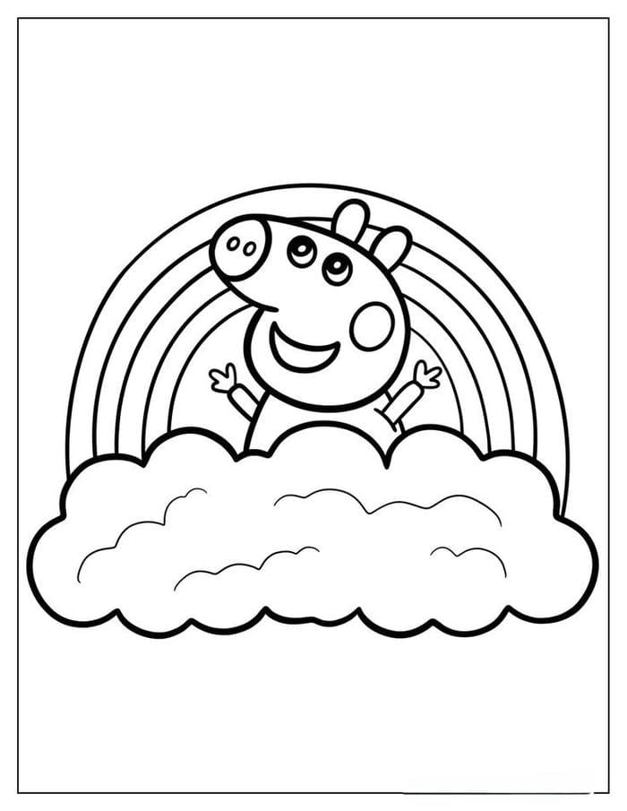 Tuyển tập 99+ tranh tô màu cầu vồng cho bé sáng tạo 2 Ảnh tranh tô màu cầu vồng cùng heo Peppa siêu đáng yêu