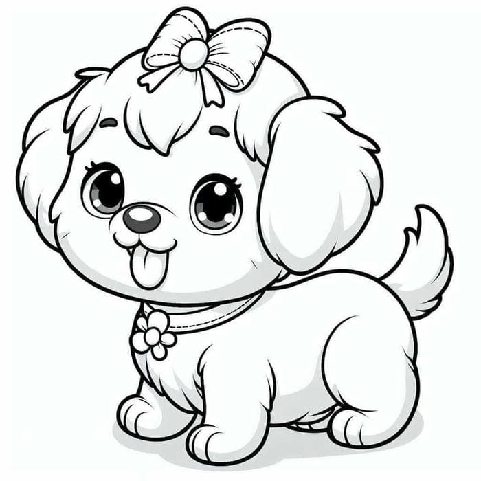 Tổng hợp 100+ tranh tô màu con chó cute đẹp cho fan nhí 2 Ảnh tranh tô màu chó con cài nơ đáng yêu