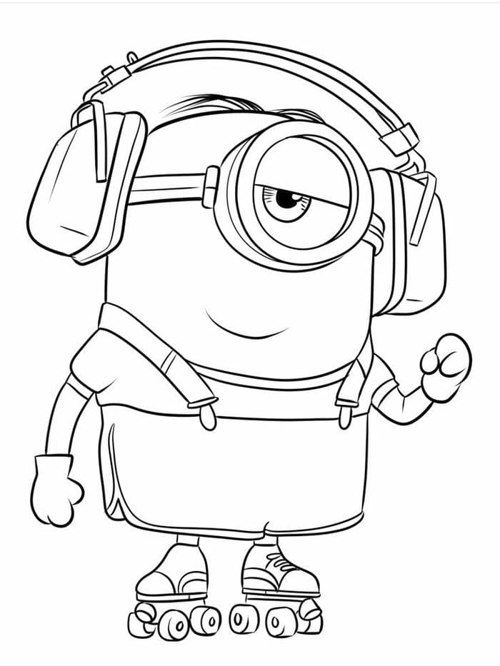 Tổng hợp bộ tranh tô màu Minion cute đáng yêu cho bé 1 Ảnh tranh tô màu hình Minion đeo tai nghe