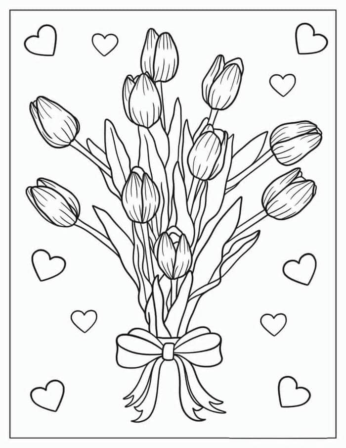 Gợi ý 78+ bộ vẽ tranh tô màu hoa tulip đẹp nhất cho bé 4 Ảnh tranh tô màu hình bó hao tulip đẹp
