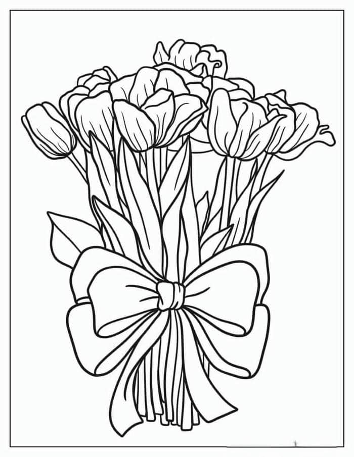 Gợi ý 78+ bộ vẽ tranh tô màu hoa tulip đẹp nhất cho bé 5 Ảnh tranh tô màu hình bó hoa tulip