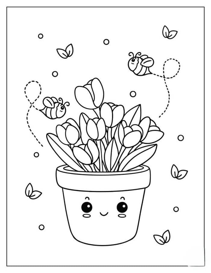 Gợi ý 78+ bộ vẽ tranh tô màu hoa tulip đẹp nhất cho bé 7 Ảnh tranh tô màu hình chậu hoa tulip