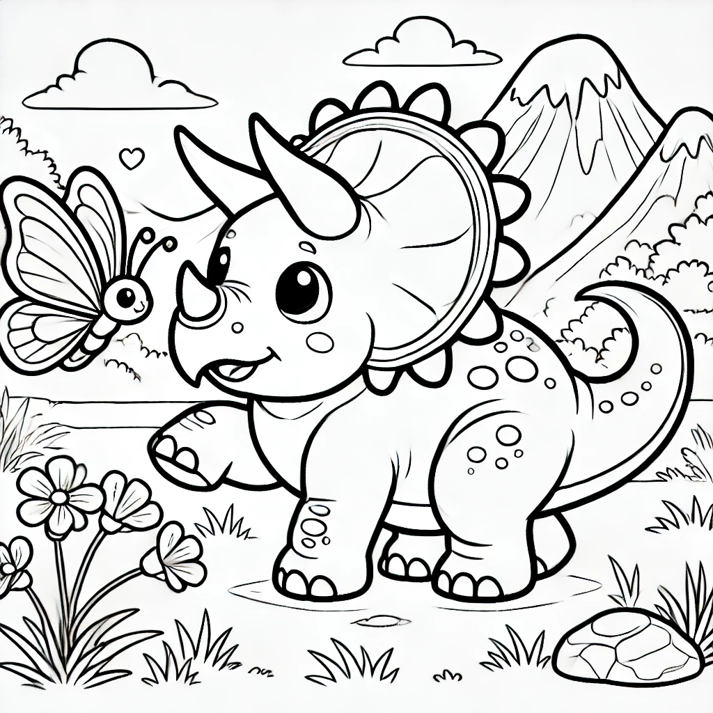 Bộ sưu tập 99+ hình tranh tô màu khủng long bạo chúa cute cho bé 2 Ảnh tranh tô màu khủng long 3 sừng đơn giản cho bé