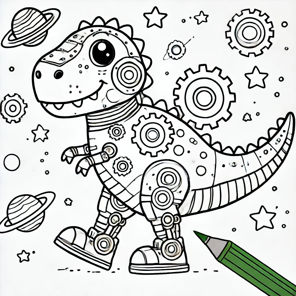 Bộ sưu tập 99+ hình tranh tô màu khủng long bạo chúa cute cho bé 10 Ảnh tranh tô màu khủng long robot đơn giản cho bé