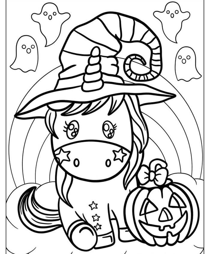Top 1000+ tranh tô màu kỳ lân cầu vồng cute dành cho các bé 8 Ảnh tranh tô màu kỳ lân halloween đáng yêu