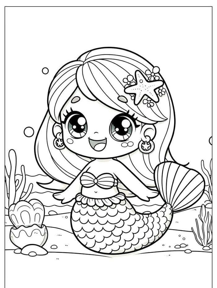 Top 99+ tranh tô màu nàng tiên cá chibi xinh đẹp cho bé gái 10 Ảnh tranh tô màu nàng tiên cá chibi đáng yêu
